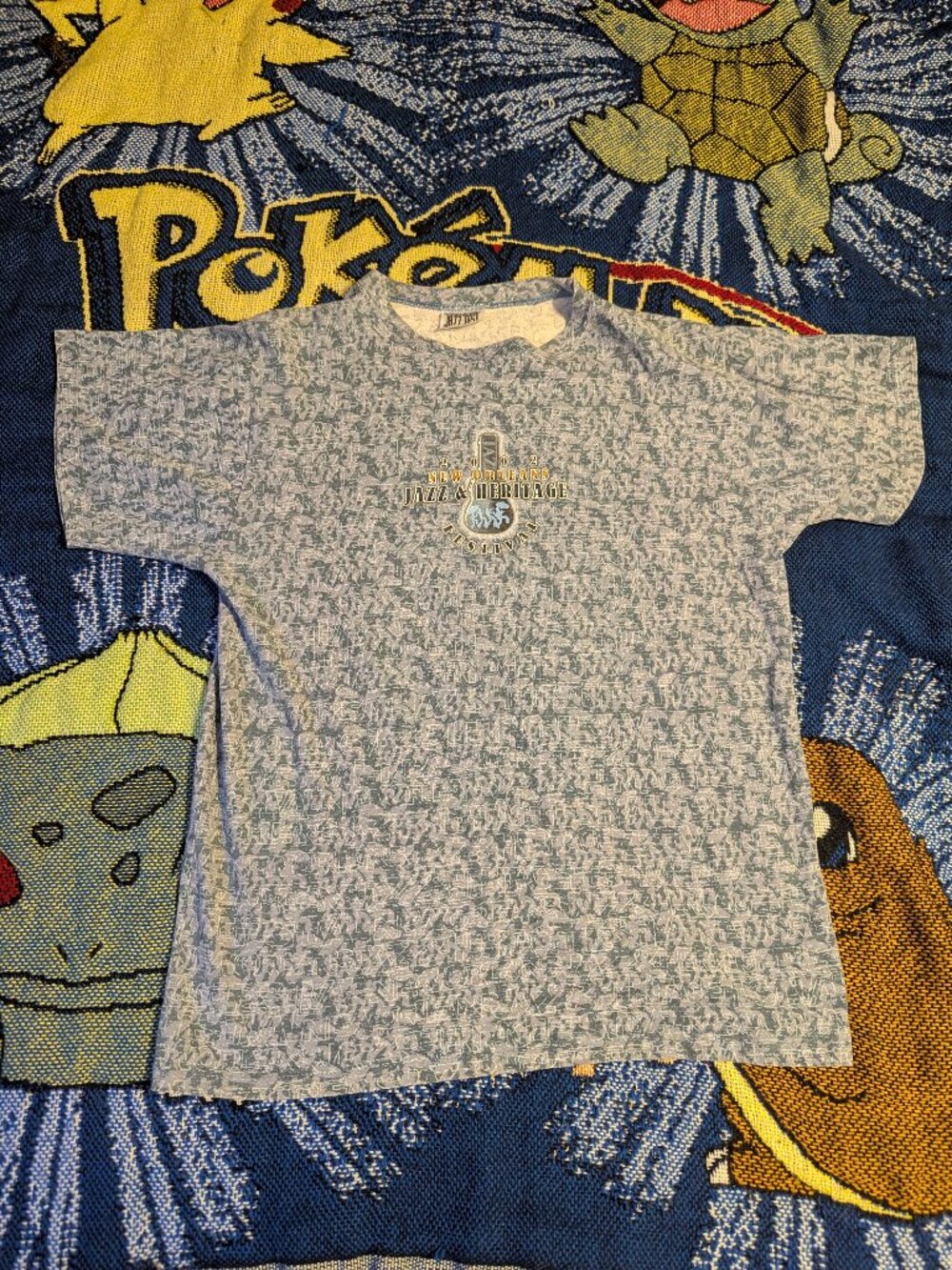 Vintage 2002 New Orleans Jazz & Heritage Festival Blue AOP All Over Print Shirt